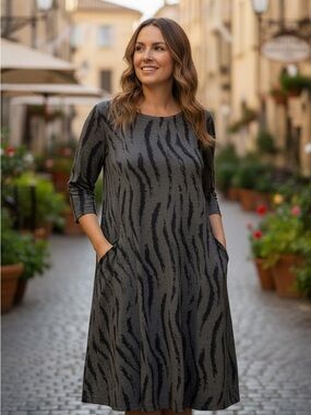 MXM Gray Zebra-Print Midi Dress